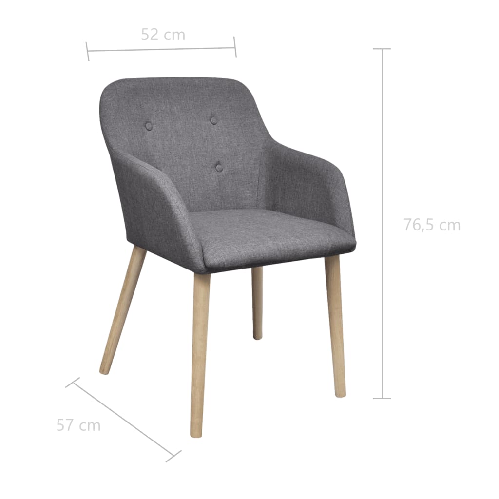 Chaises à manger lot de 4 gris clair tissu et chêne massif - XIOS