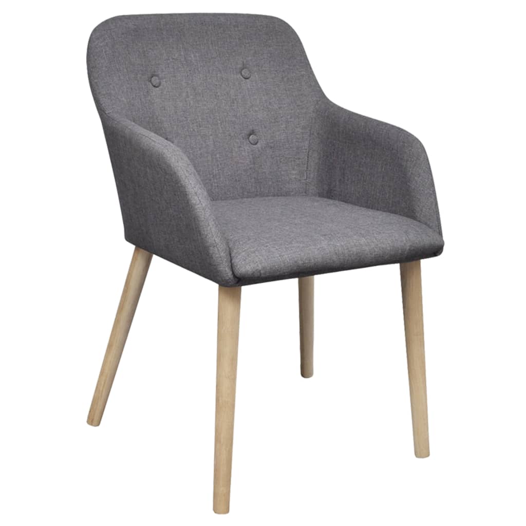 Chaises à manger lot de 6 gris clair tissu et chêne massif - XIOS