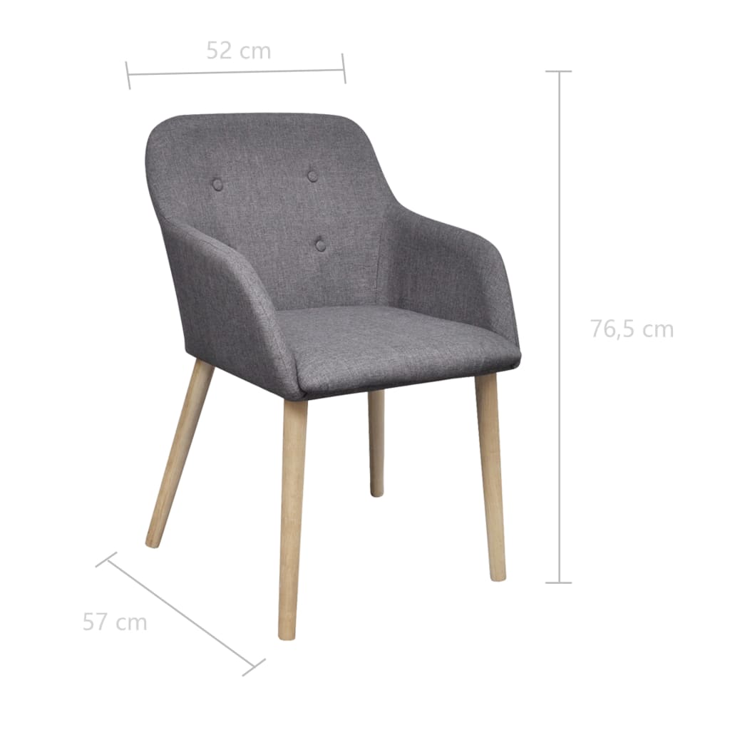 Chaises à manger lot de 6 gris clair tissu et chêne massif - XIOS