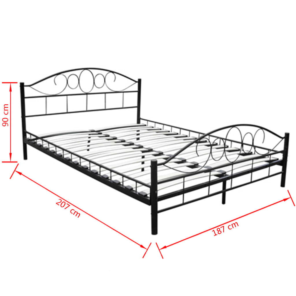 Lit avec matelas Noir Métal 180 x 200 cm - XIOS