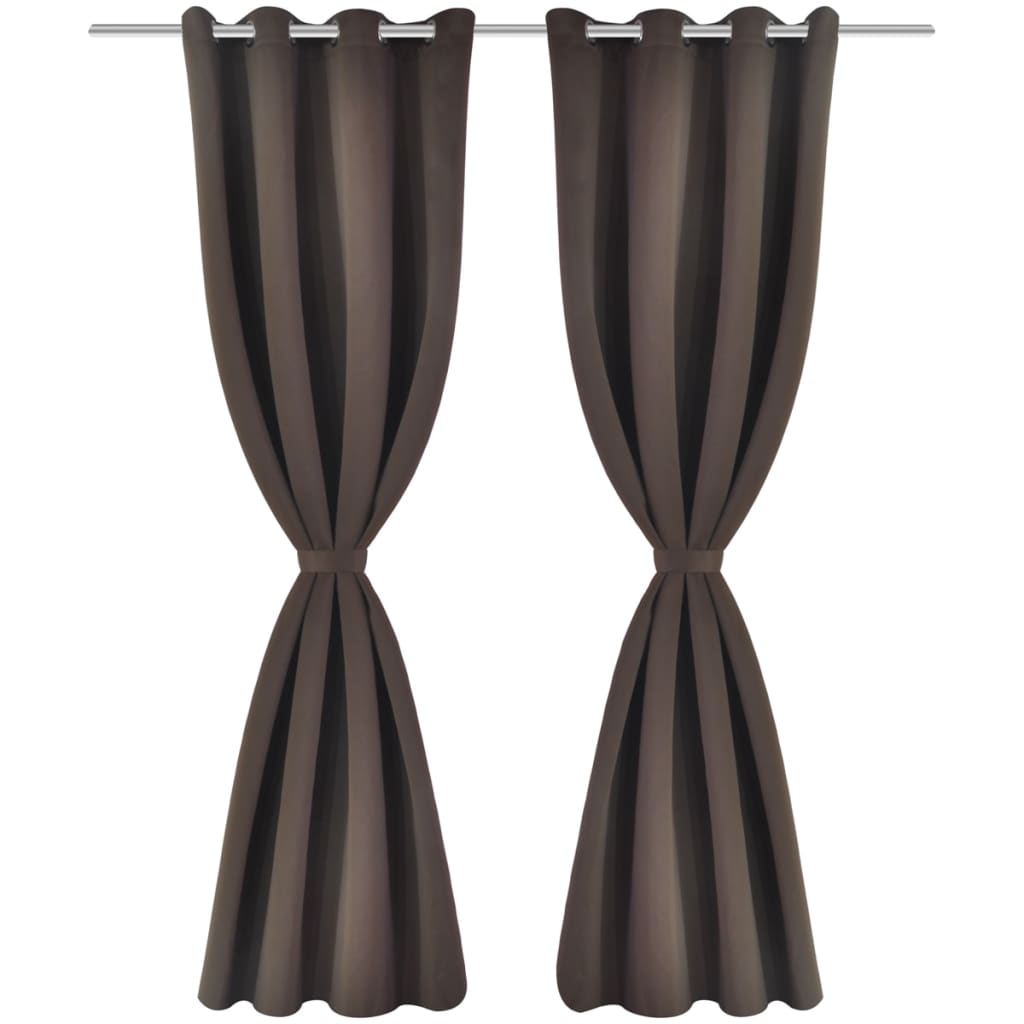 2 pcs Rideau Blackout Occultant Brun avec Œillets en métal 135x245cm