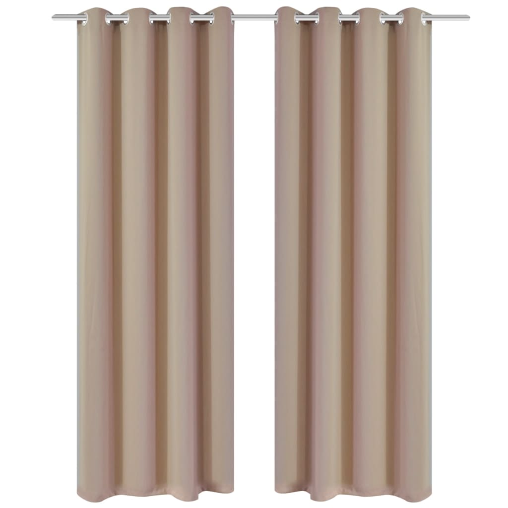 2 pcs Rideau Blackout Occultant Crème avec Œillets en métal 135x245cm