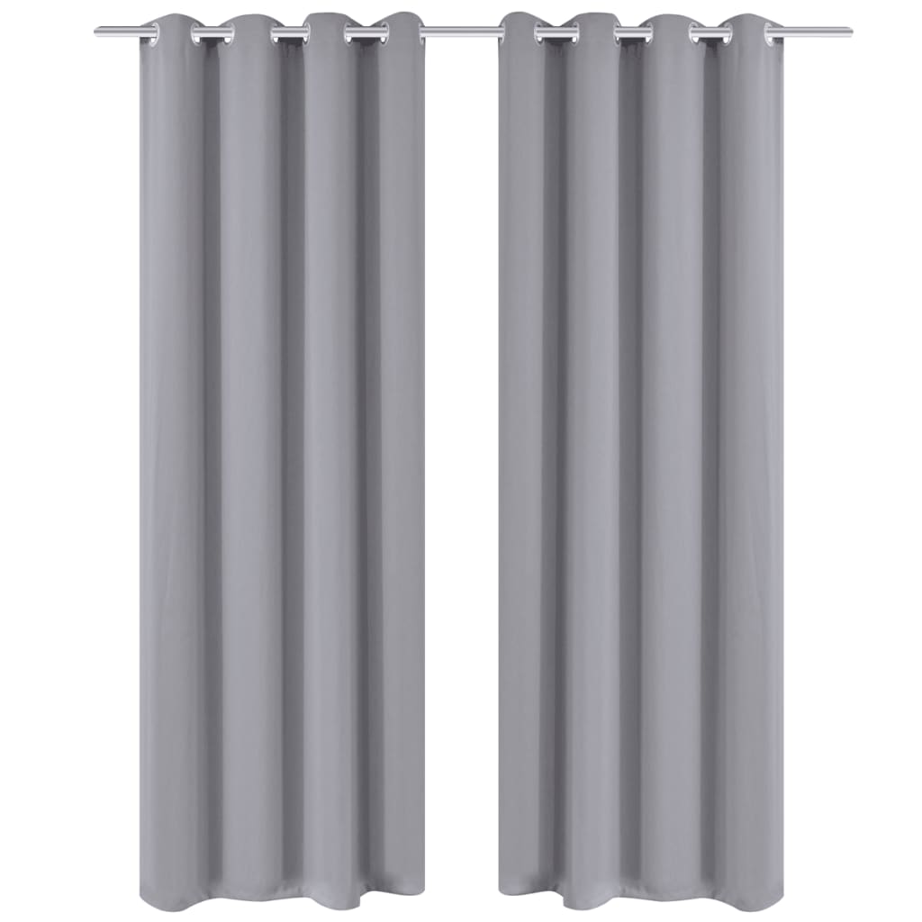2 pcs Rideau Blackout Occultant Gris avec Œillets en métal 135x245cm