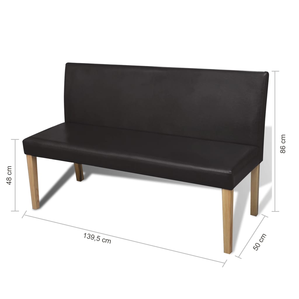 Banc 139,5 cm Marron foncé Similicuir
