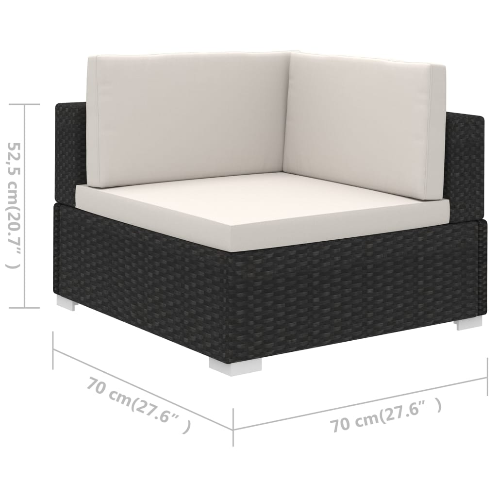 Salon de jardin 6 pcs avec coussins Résine tressée Noir - XIOS