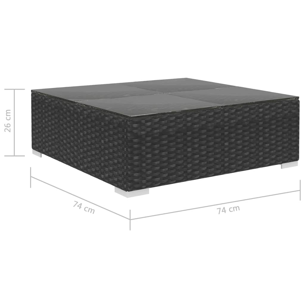 Salon de jardin 8 pcs avec coussins résine tressée noir - XIOS