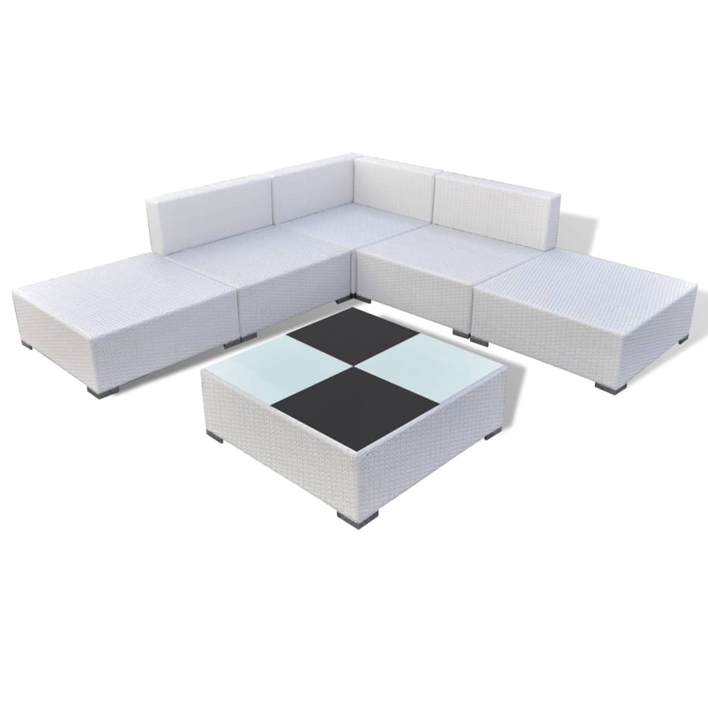 Salon de jardin 6 pcs avec coussins Résine tressée Blanc - XIOS