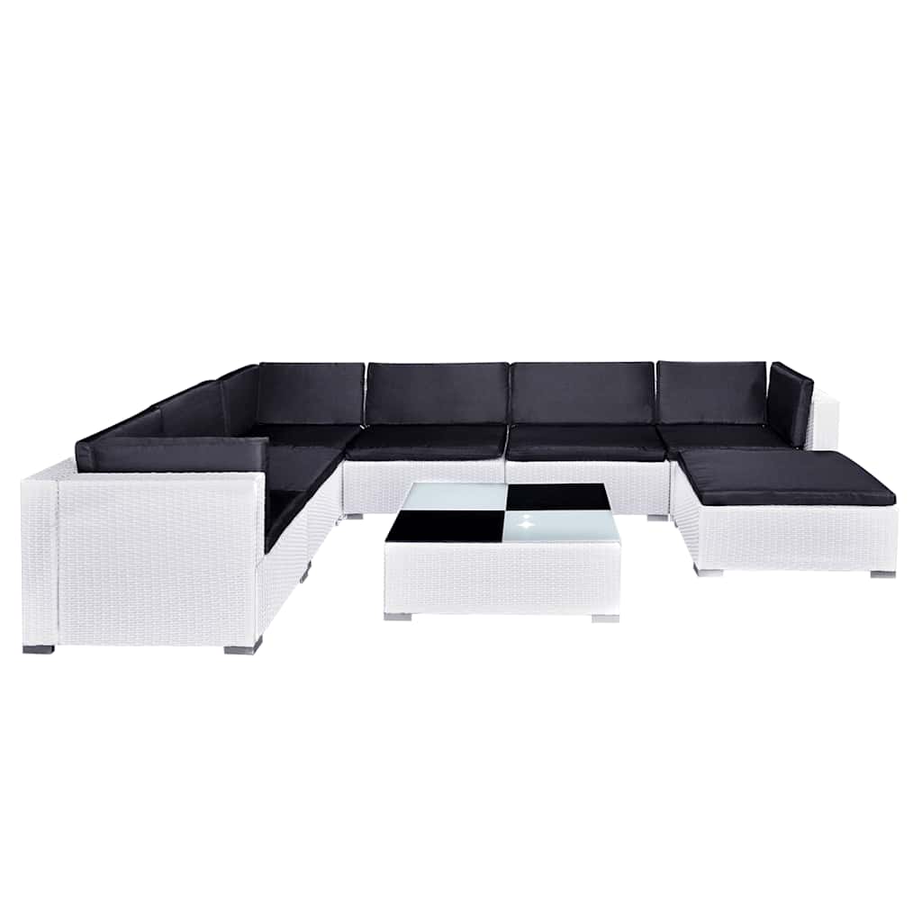 Salon de jardin 8 pcs avec coussins Résine tressée Blanc - XIOS