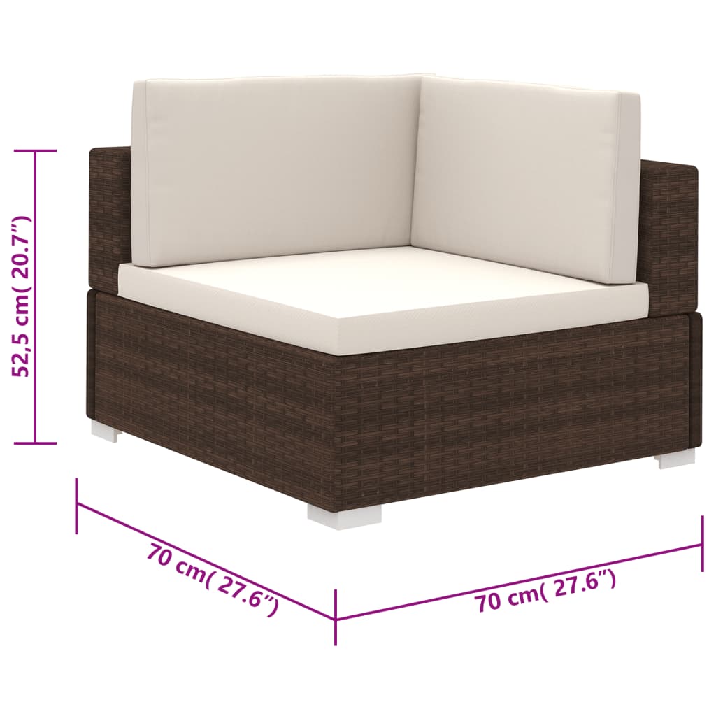 Salon de jardin 6 pcs avec coussins Résine tressée Marron - XIOS