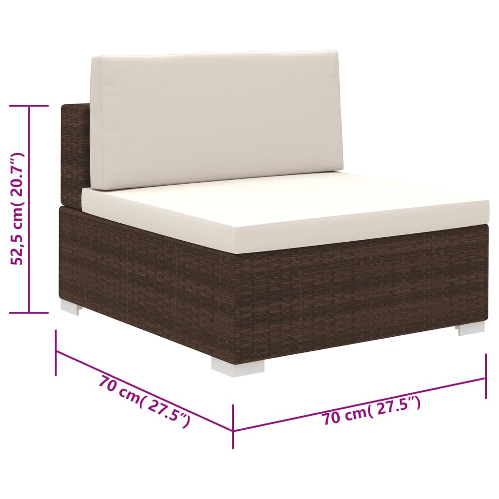 Salon de jardin 6 pcs avec coussins Résine tressée Marron - XIOS