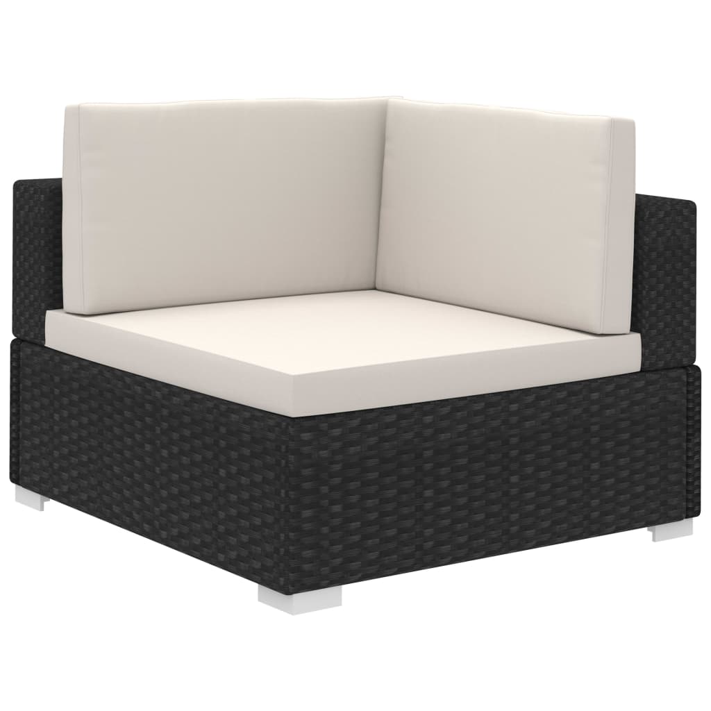 Salon de jardin 6 pcs avec coussins résine tressée noir - XIOS