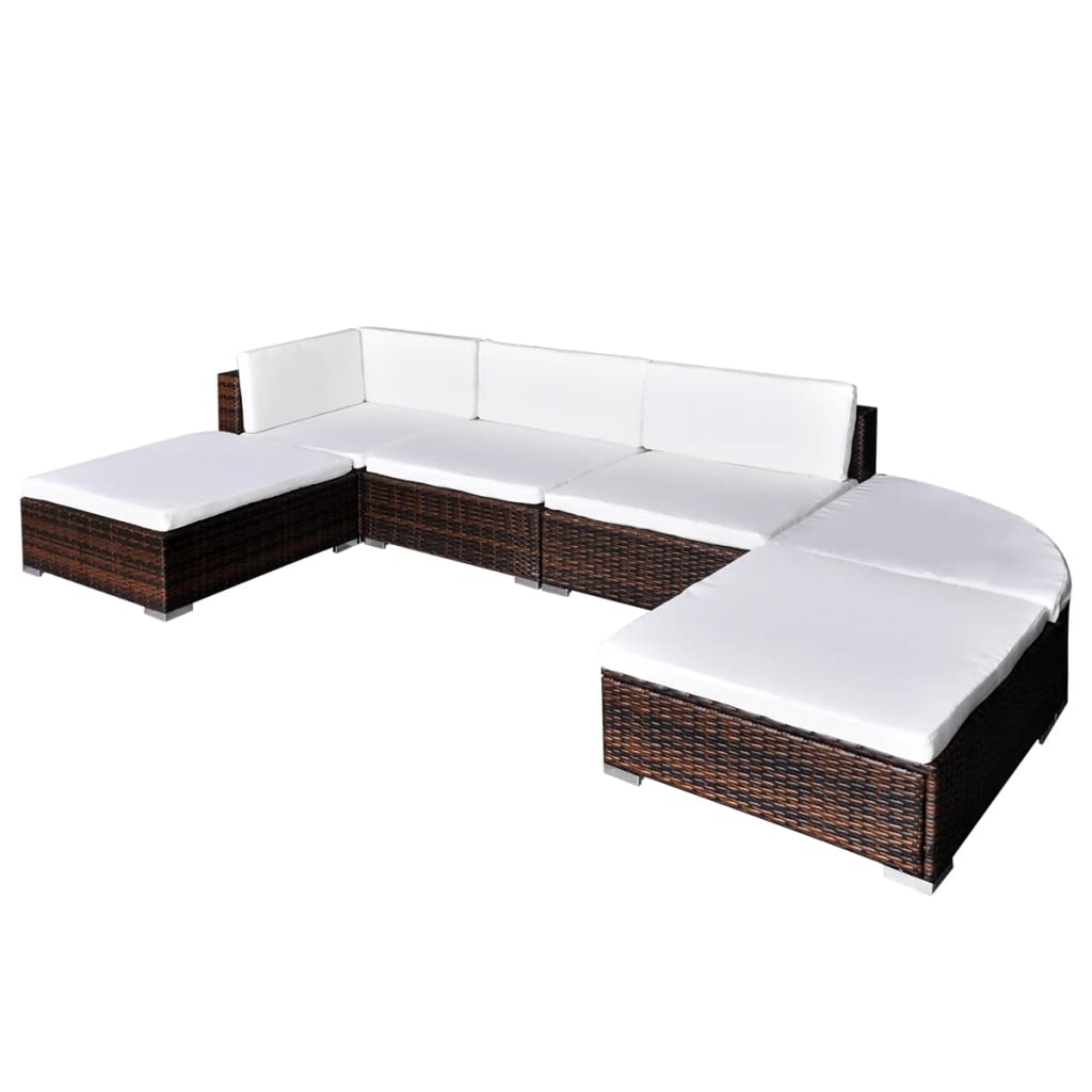 Salon de jardin 6 pcs avec coussins Résine tressée Marron - XIOS