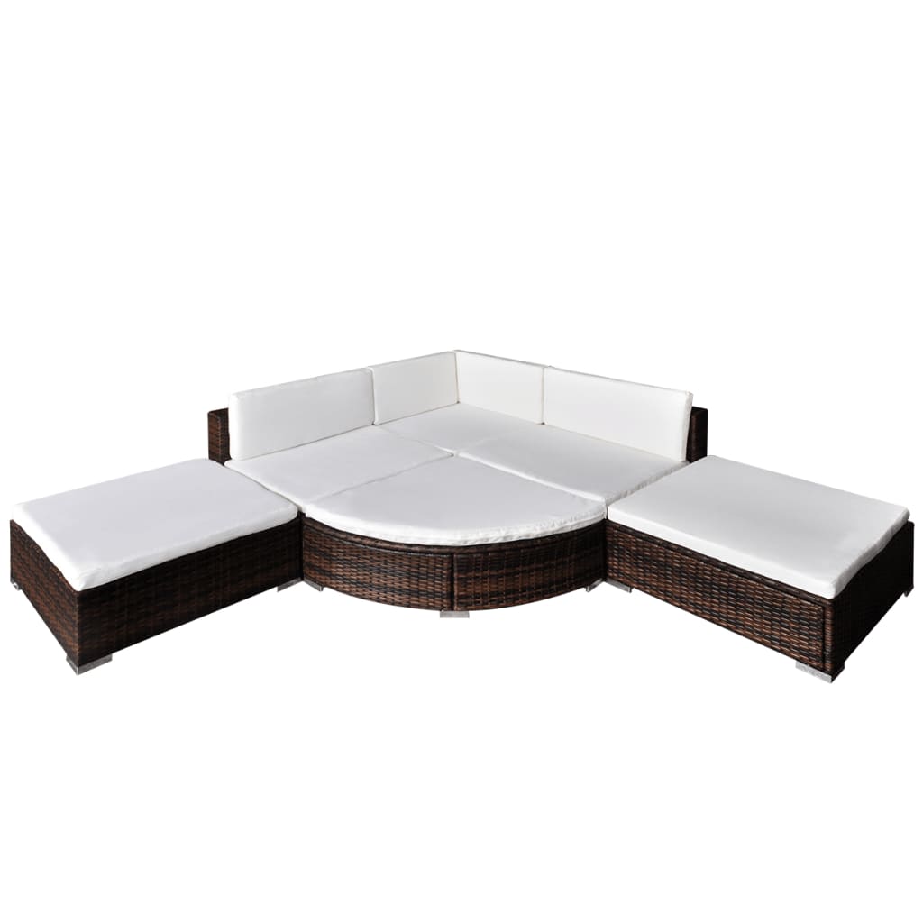 Salon de jardin 6 pcs avec coussins Résine tressée Marron - XIOS