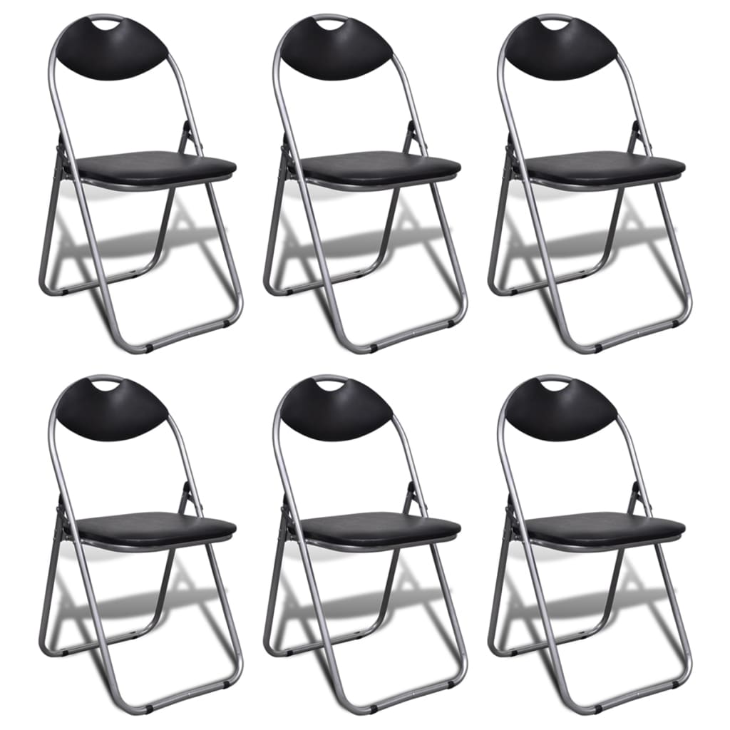 Chaises à manger pliables lot de 6 noir similicuir et acier - XIOS