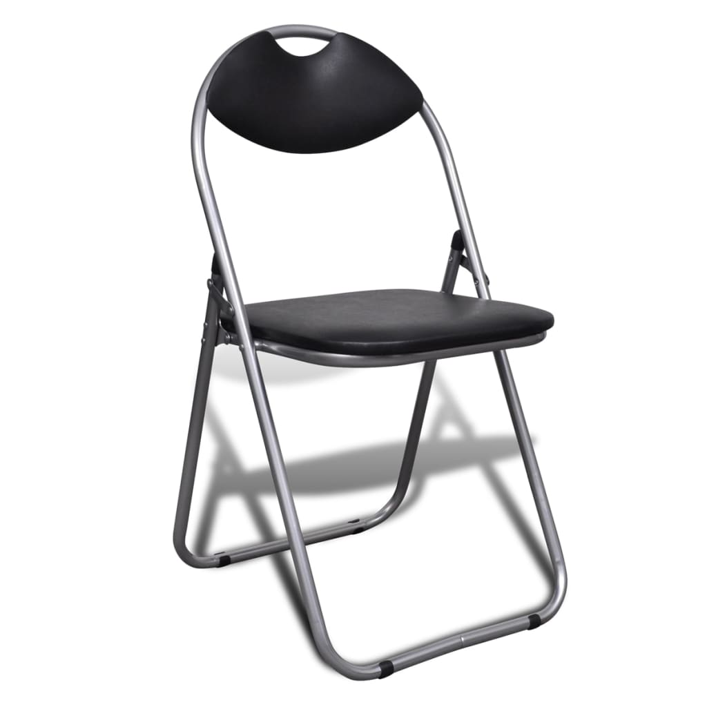 Chaises à manger pliables lot de 6 noir similicuir et acier - XIOS