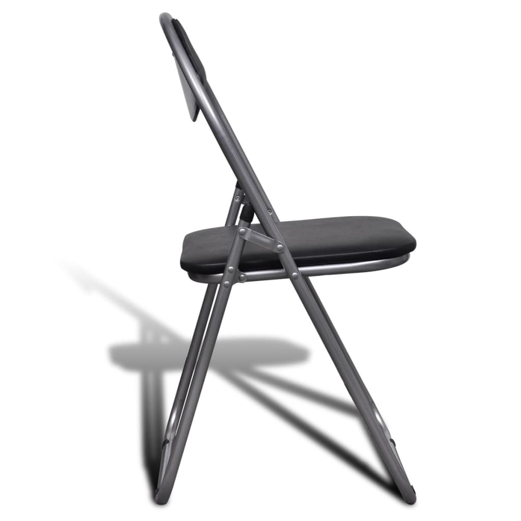 Chaises à manger pliables lot de 6 noir similicuir et acier - XIOS
