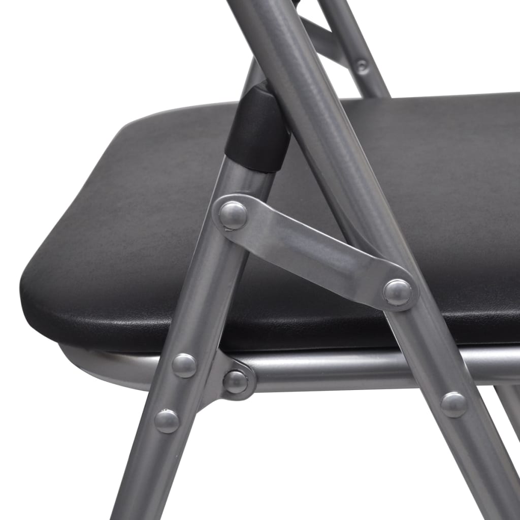 Chaises à manger pliables lot de 6 noir similicuir et acier - XIOS