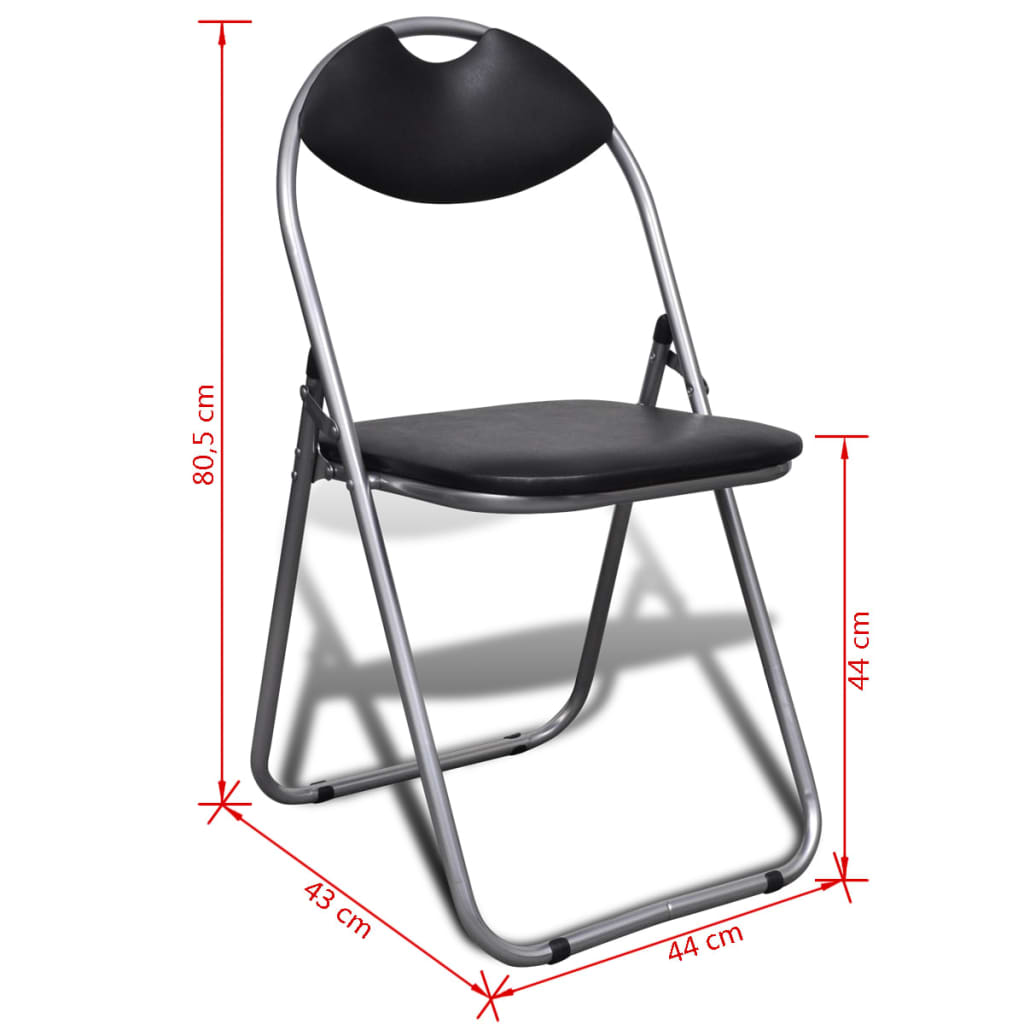 Chaises à manger pliables lot de 6 noir similicuir et acier - XIOS