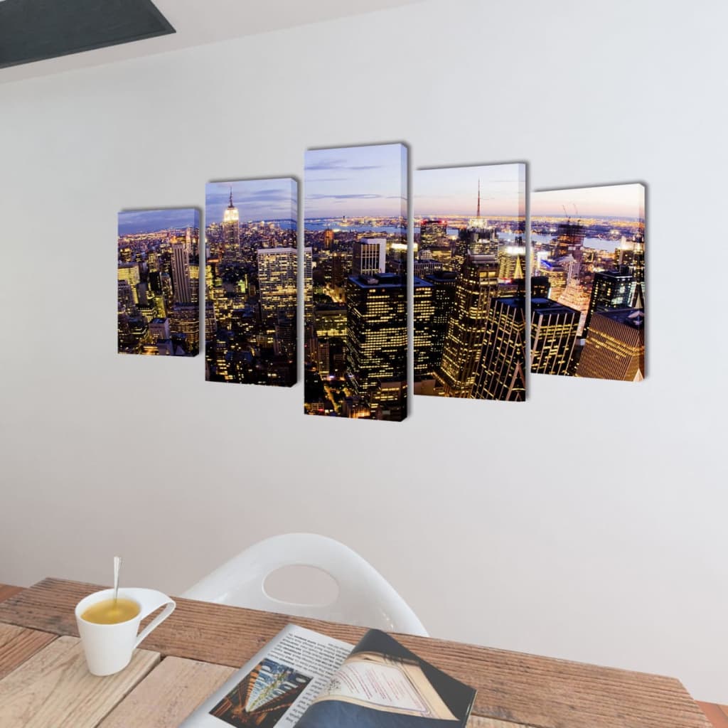 Set de toiles murales imprimées Horizon de New York vu du ciel - XIOS