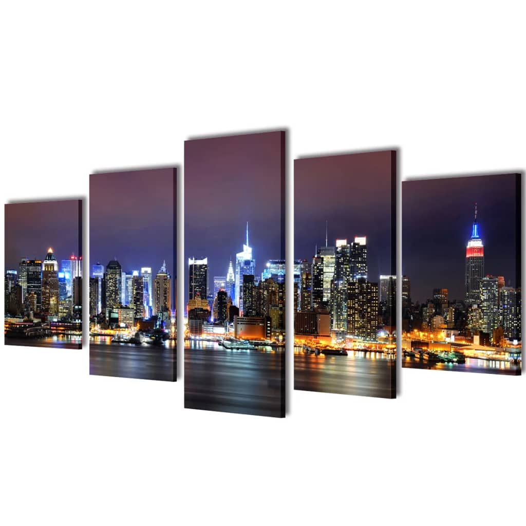 Set de toiles murales imprimées Horizon de New York coloré 100 x 50 cm - XIOS