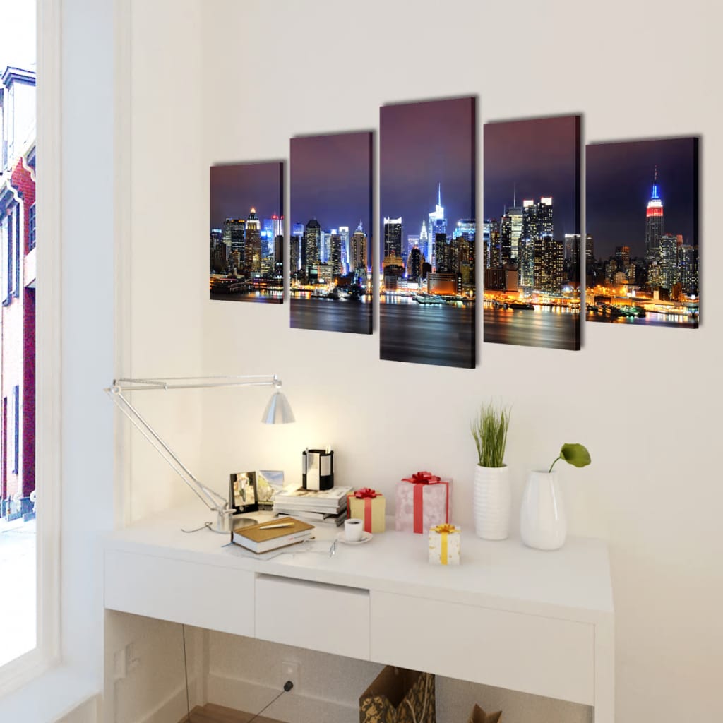 Set de toiles murales imprimées Horizon de New York coloré 100 x 50 cm - XIOS