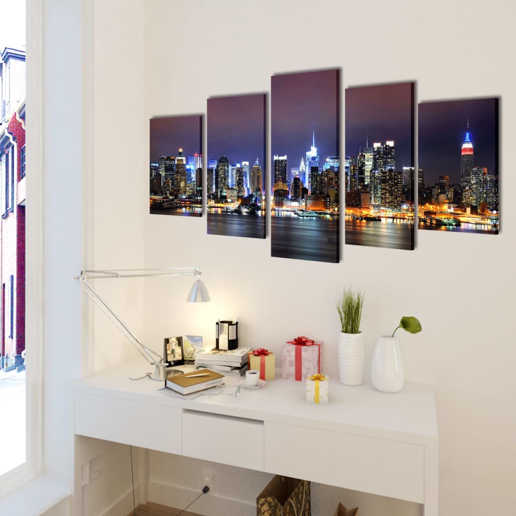 Set de toiles murales imprimées Horizon de New York coloré 200 x 100cm - XIOS