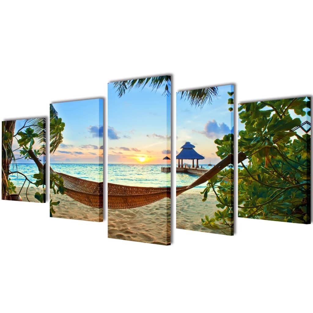 Set de toiles murales imprimées Plage avec hamac 200 x 100 cm - XIOS
