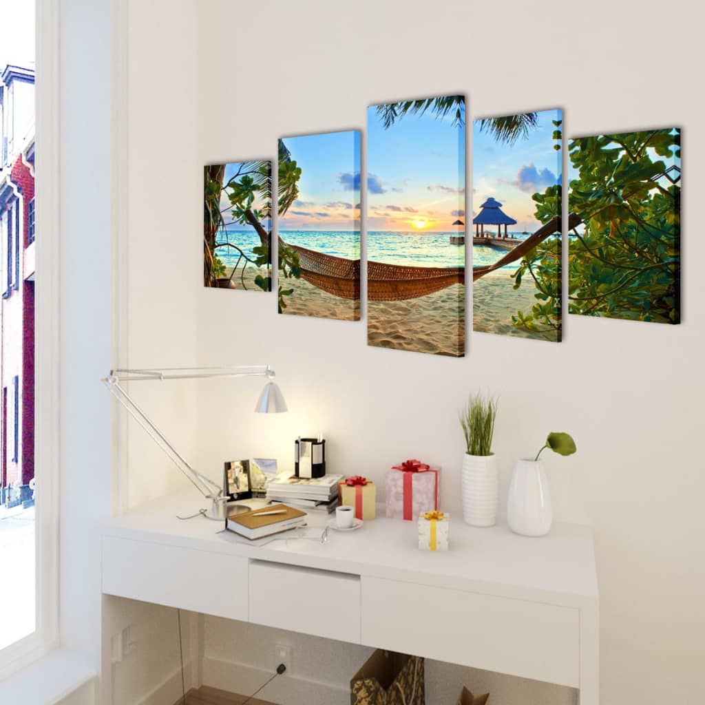 Set de toiles murales imprimées Plage avec hamac 200 x 100 cm - XIOS