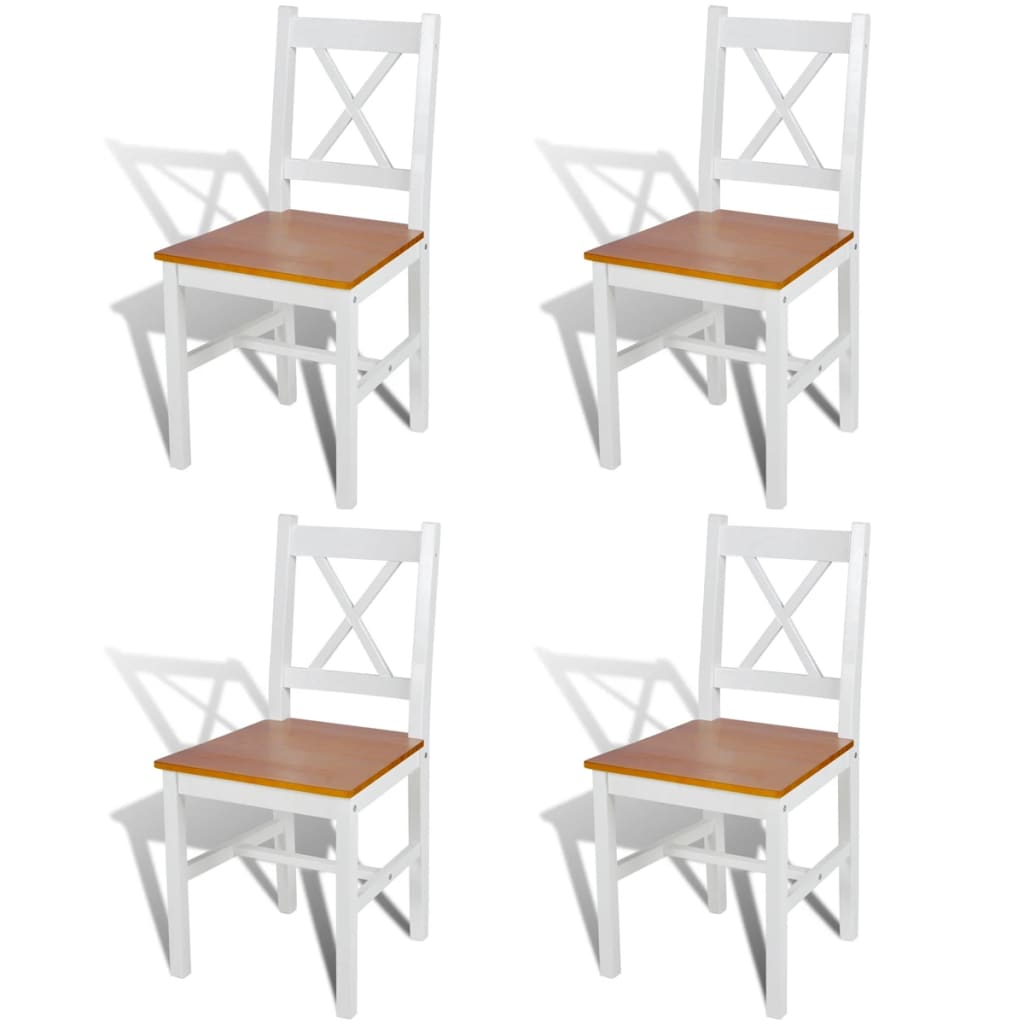 Chaises à manger lot de 4 blanc bois de pin - XIOS