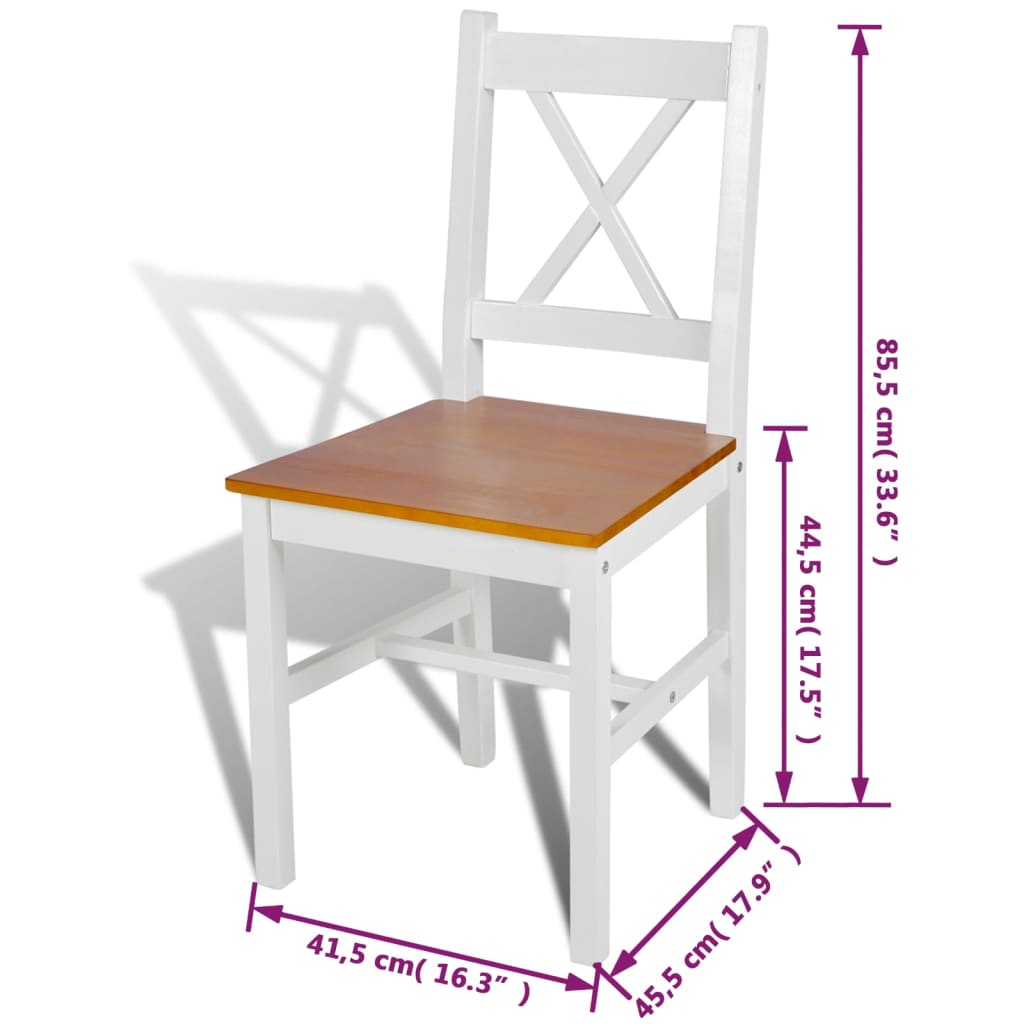Chaises à manger lot de 4 blanc bois de pin - XIOS