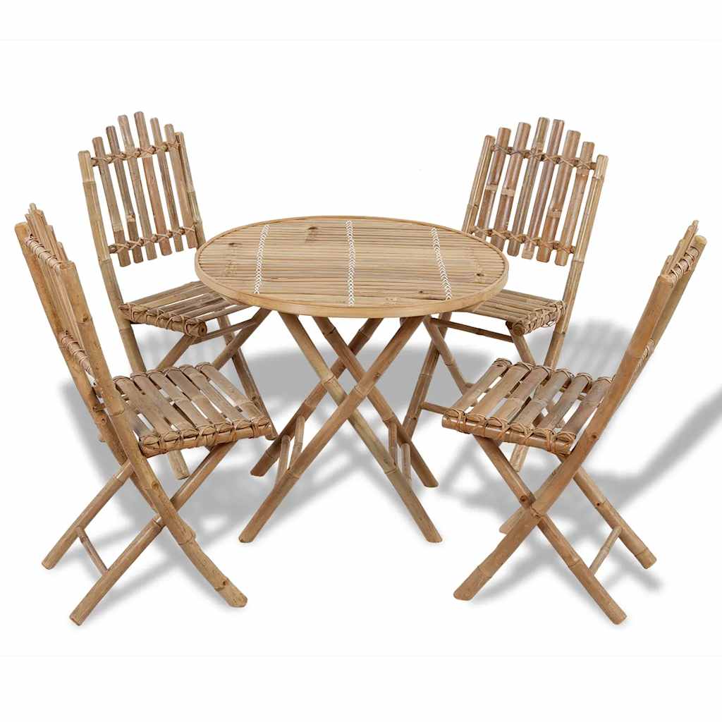 Ensemble à manger d'extérieur pliable 5 pcs Bambou - XIOS