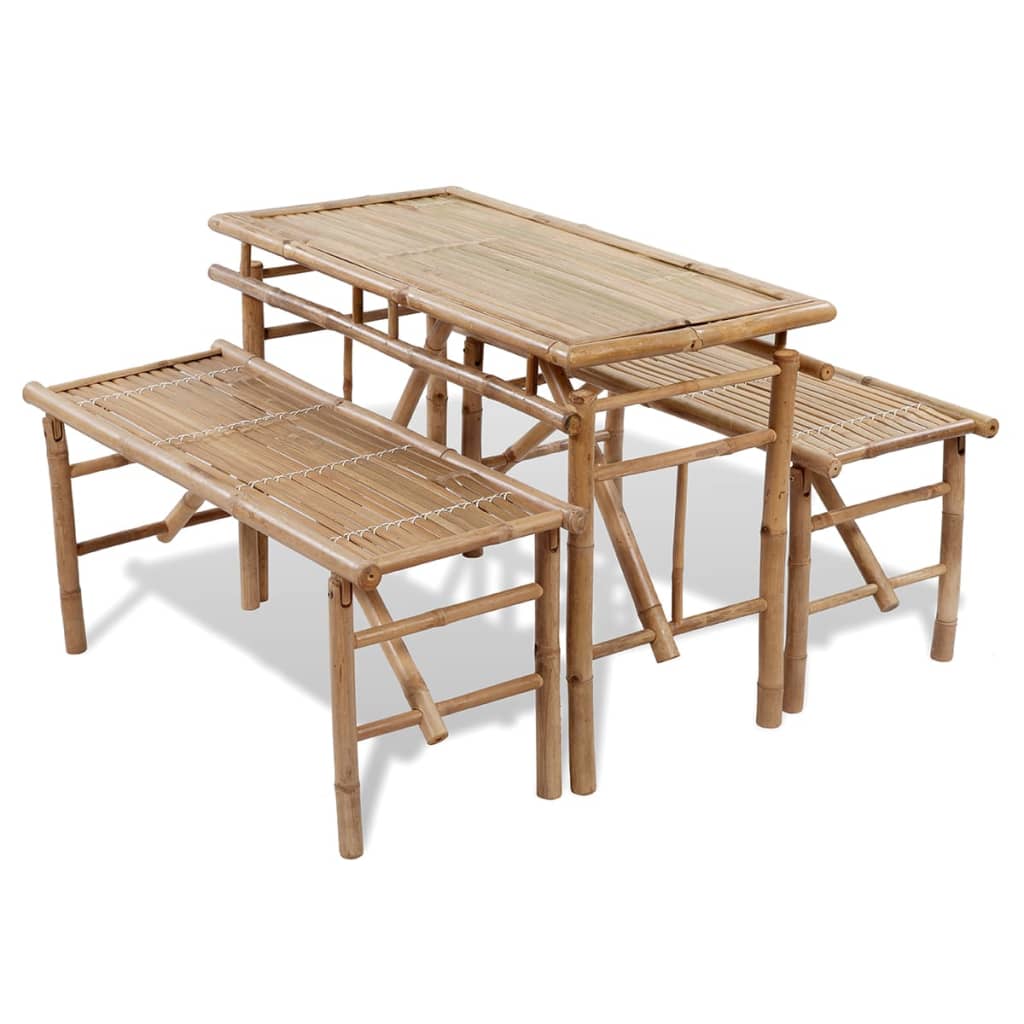 Table de brasserie avec 2 bancs 100 cm Bambou - XIOS