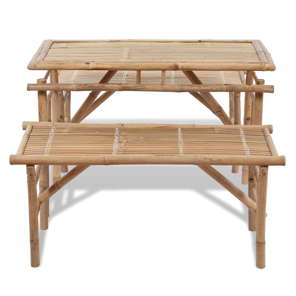 Table de brasserie avec 2 bancs 100 cm Bambou - XIOS