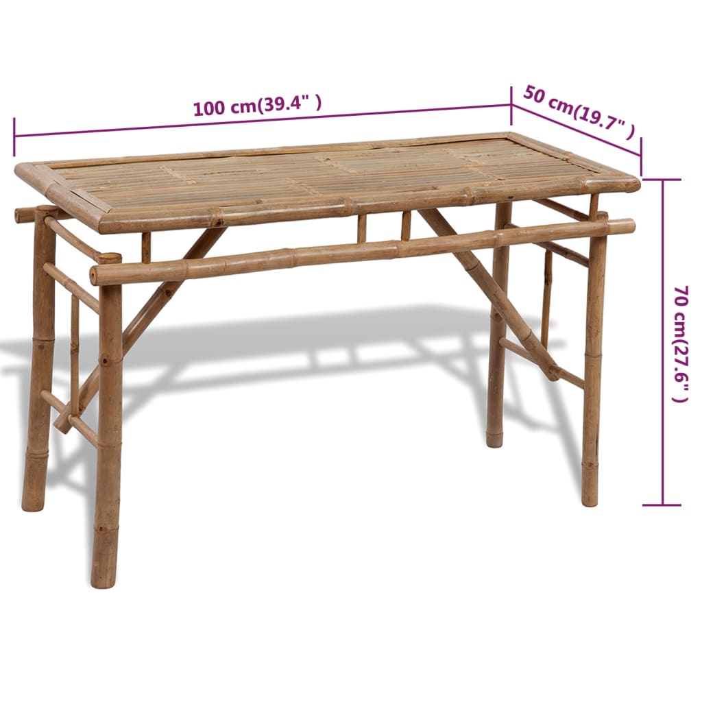Table de brasserie avec 2 bancs 100 cm Bambou - XIOS