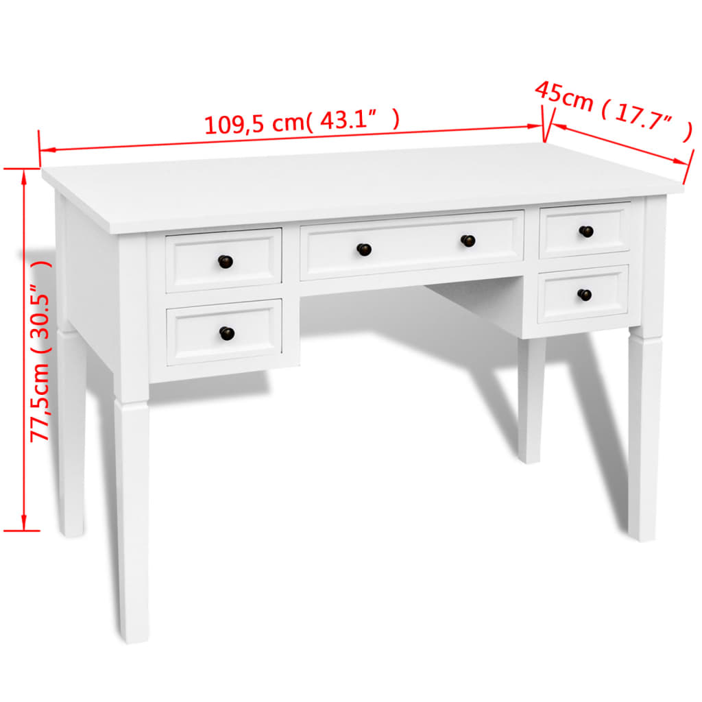 Bureau blanc à 5 tiroirs - XIOS