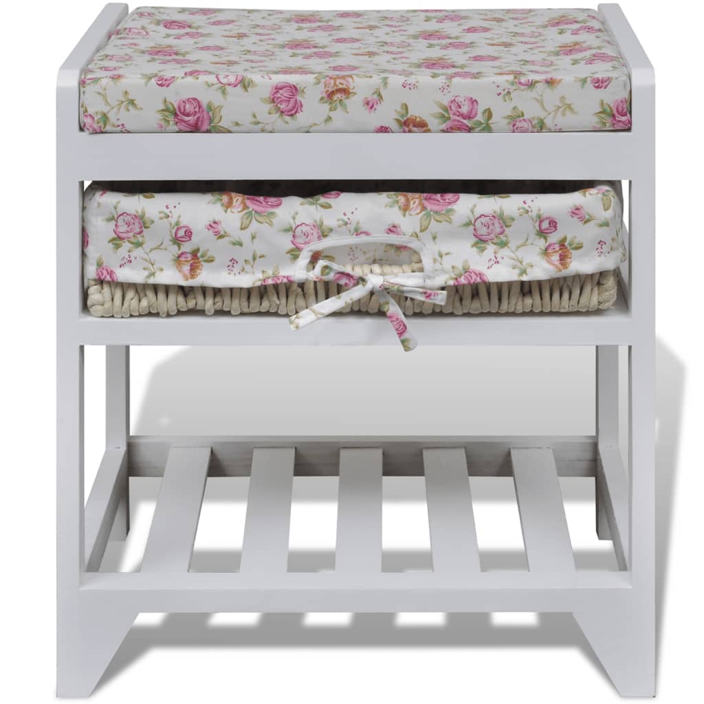 Banc de rangement avec étagère à chaussures et panier Paulownia - XIOS