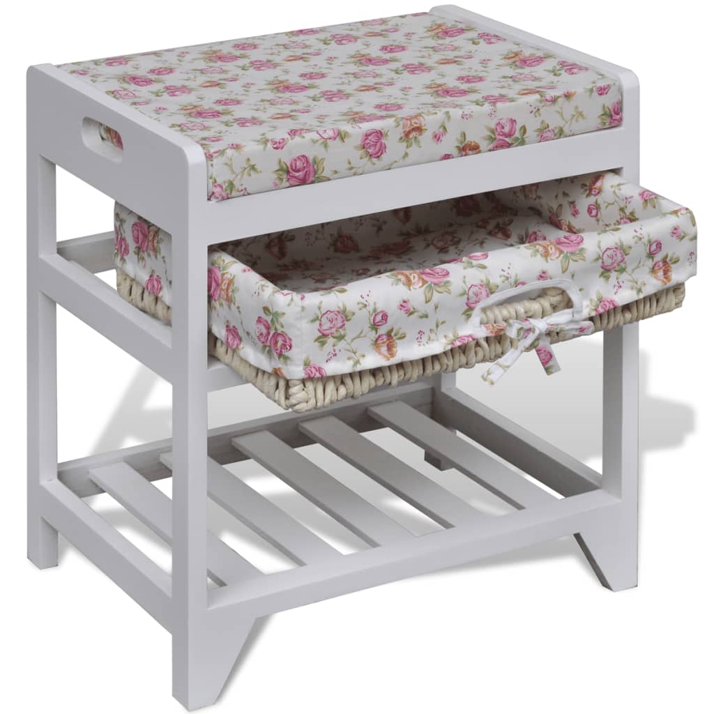 Banc de rangement avec étagère à chaussures et panier Paulownia - XIOS