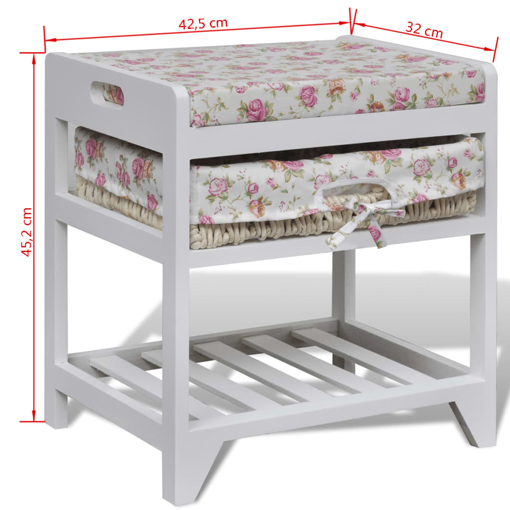 Banc de rangement avec étagère à chaussures et panier Paulownia - XIOS