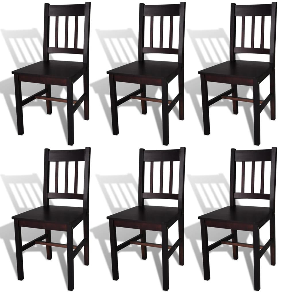 Chaises à manger lot de 6 marron foncé pinède - XIOS