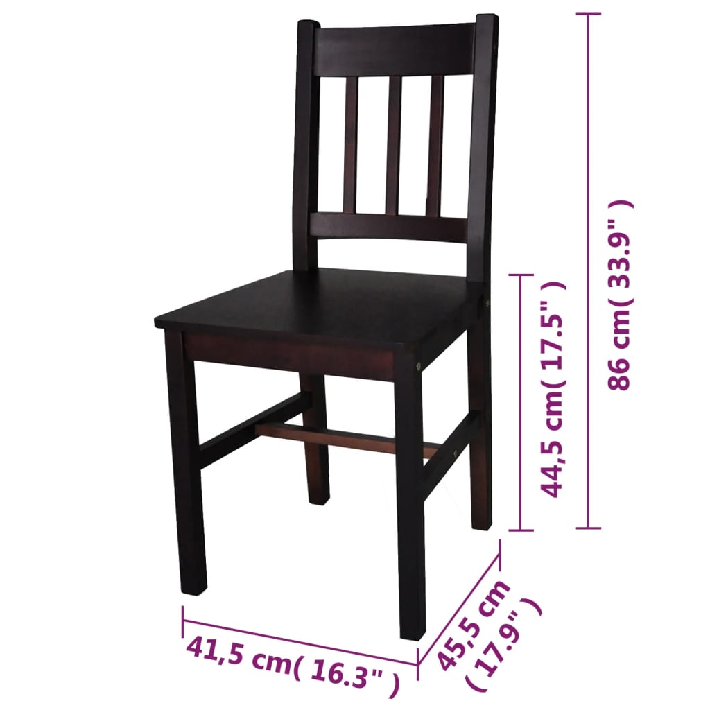 Chaises à manger lot de 6 marron foncé pinède - XIOS