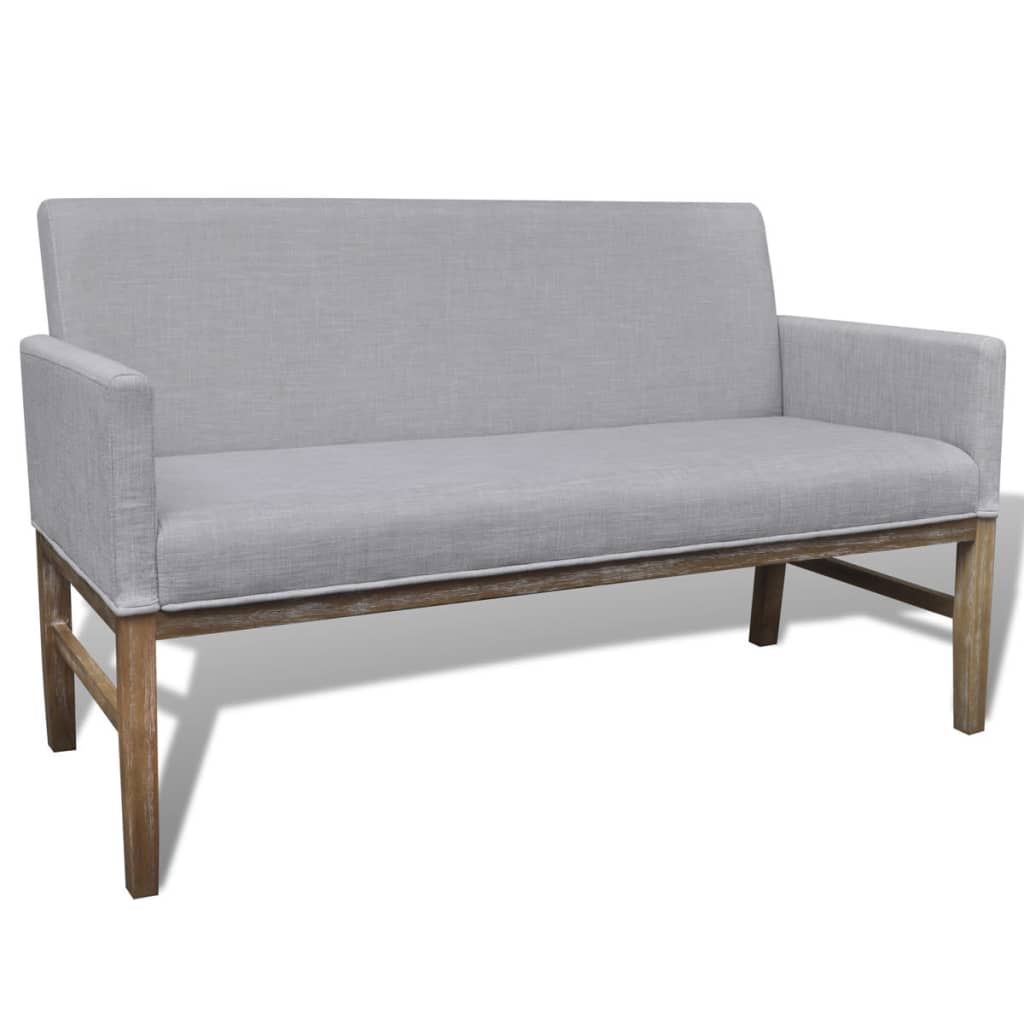 Banc avec coussin rembourré tissu hévéa gris clair - XIOS