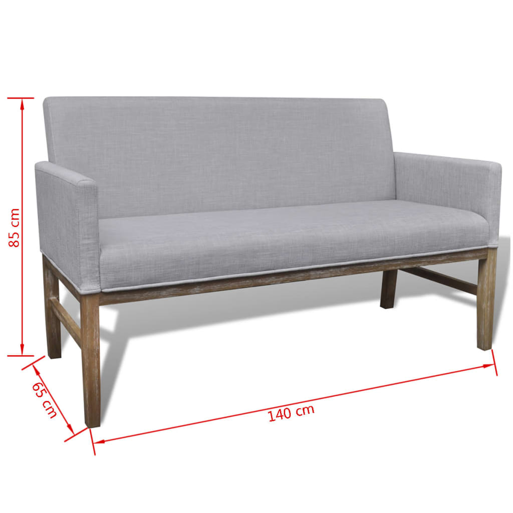 Banc avec coussin rembourré tissu hévéa gris clair - XIOS