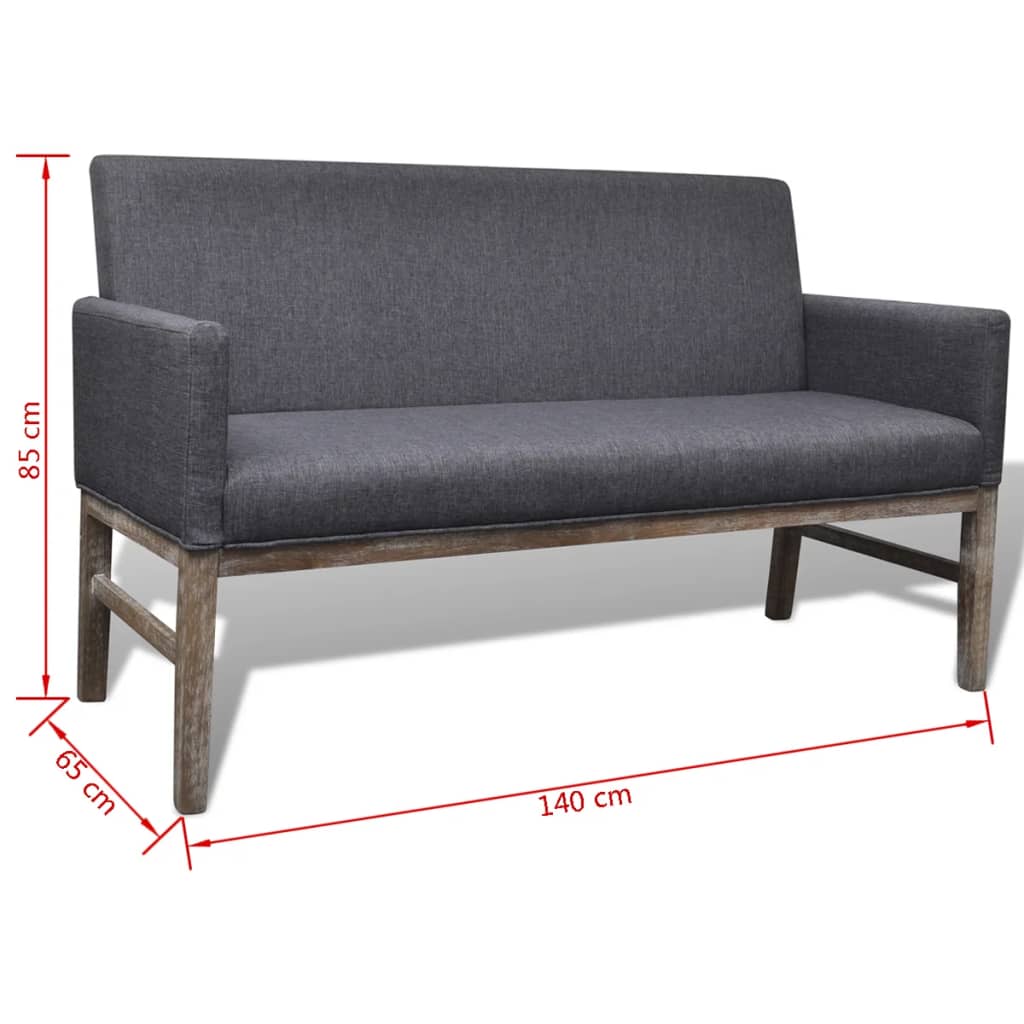 Banc avec coussin rembourré tissu hévéa gris foncé - XIOS