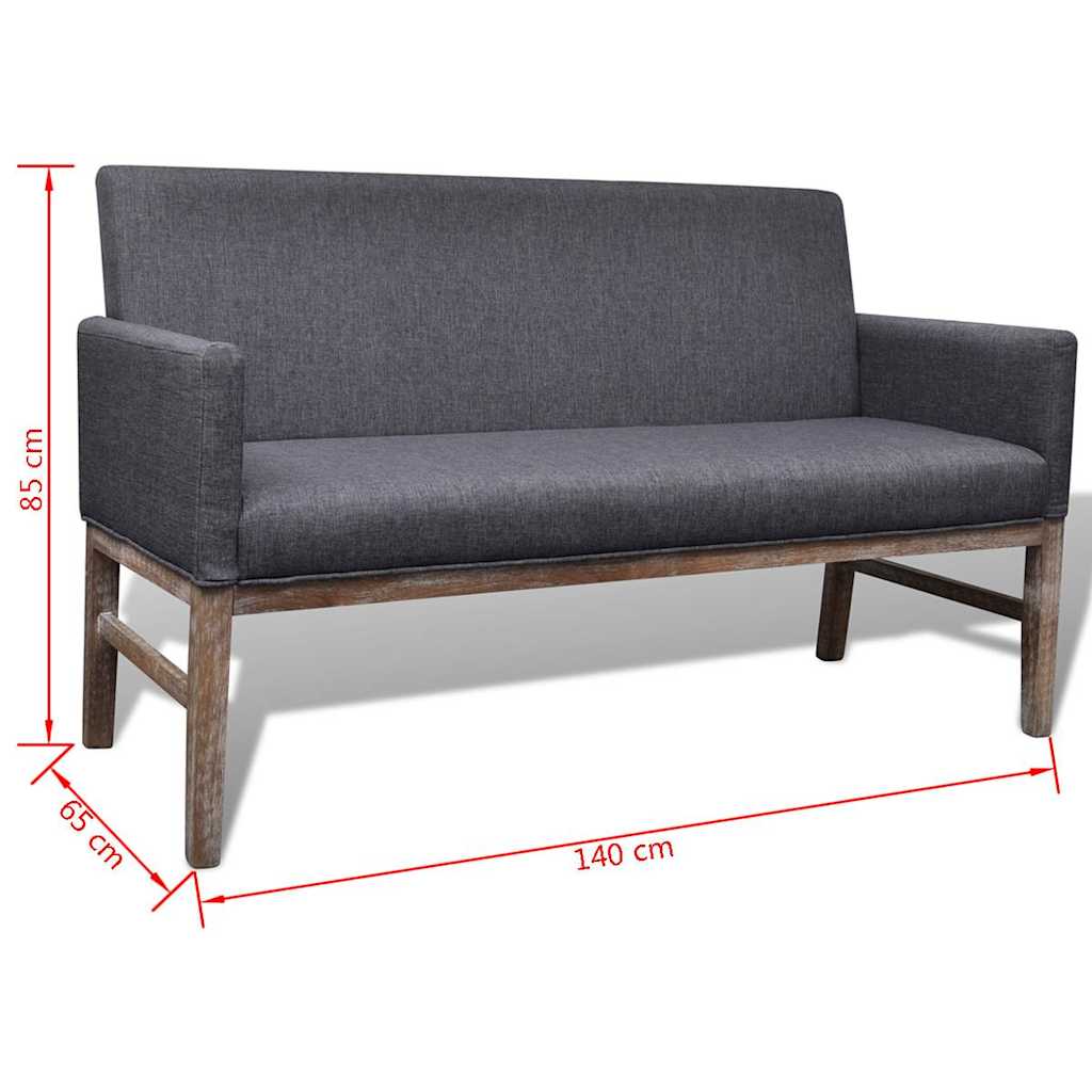 Banc avec coussin rembourré tissu hévéa gris foncé - XIOS