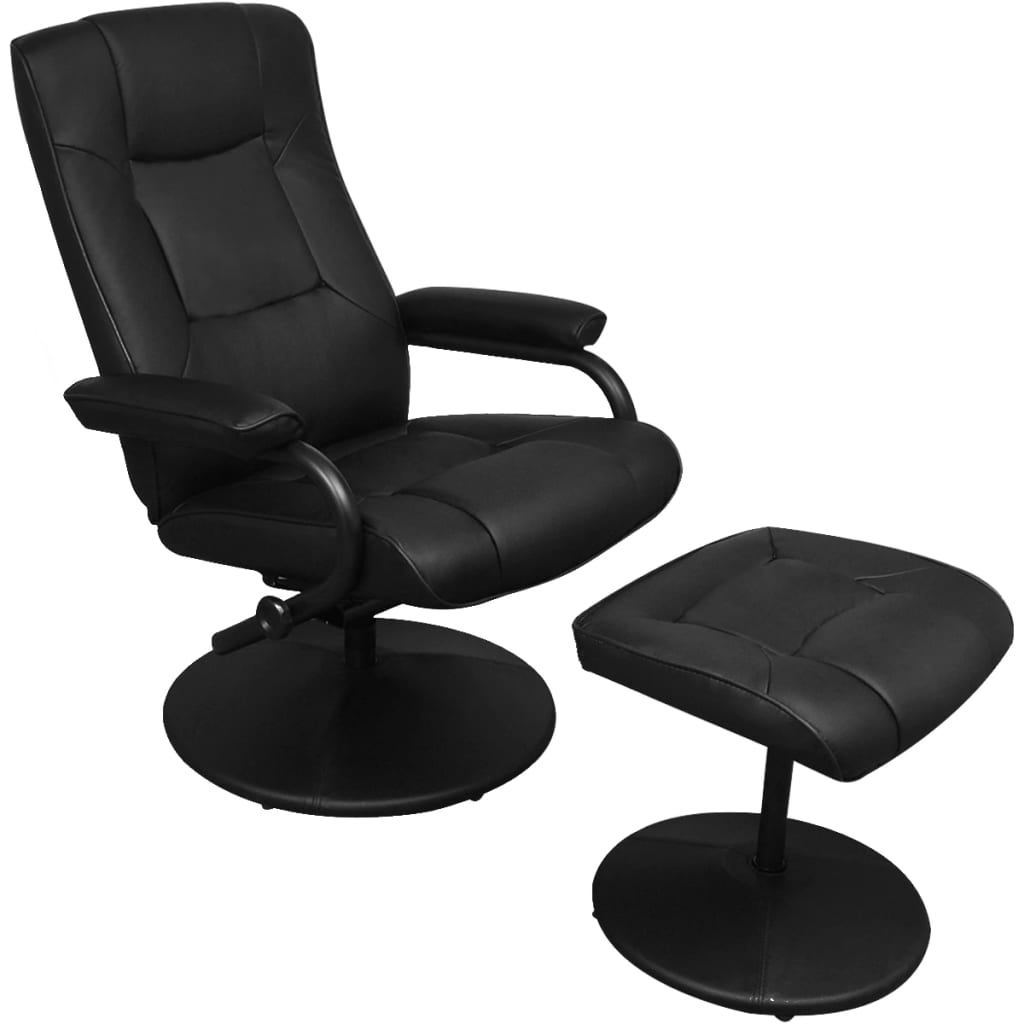 Fauteuil TV avec repose-pied Noir Similicuir - XIOS