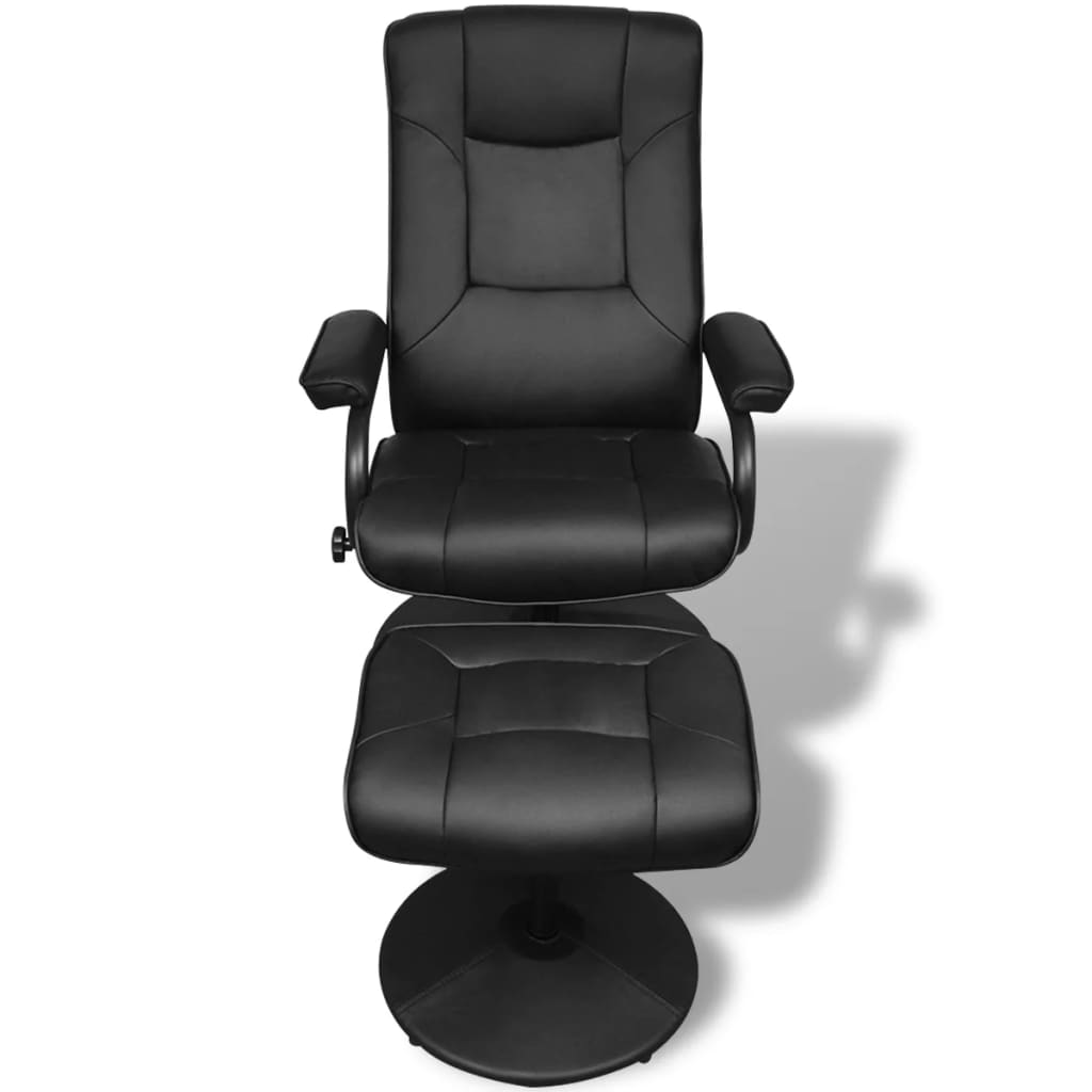 Fauteuil TV avec repose-pied Noir Similicuir - XIOS