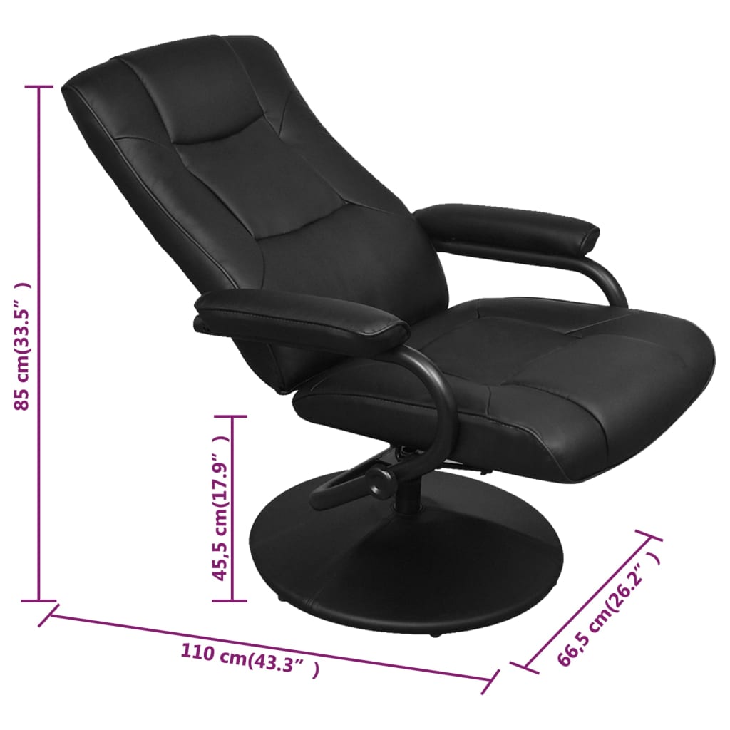 Fauteuil TV avec repose-pied Noir Similicuir - XIOS