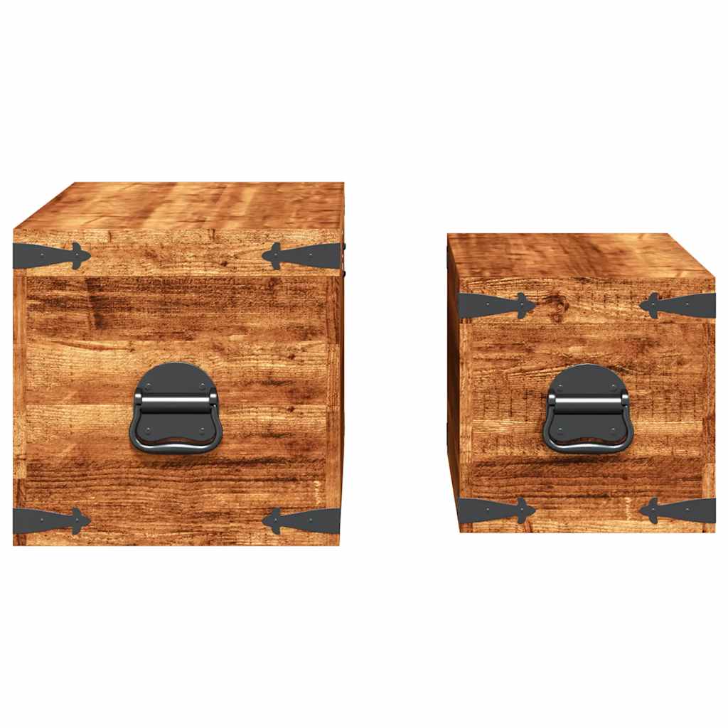 Coffre de rangement 2 pcs Bois de manguier brut - XIOS