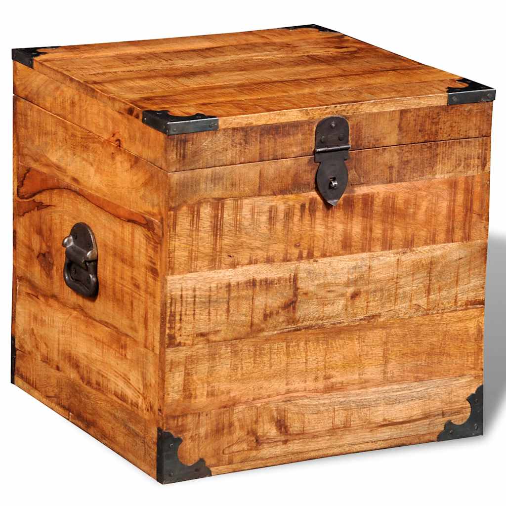 Coffre de rangement cubique Bois de manguier brut