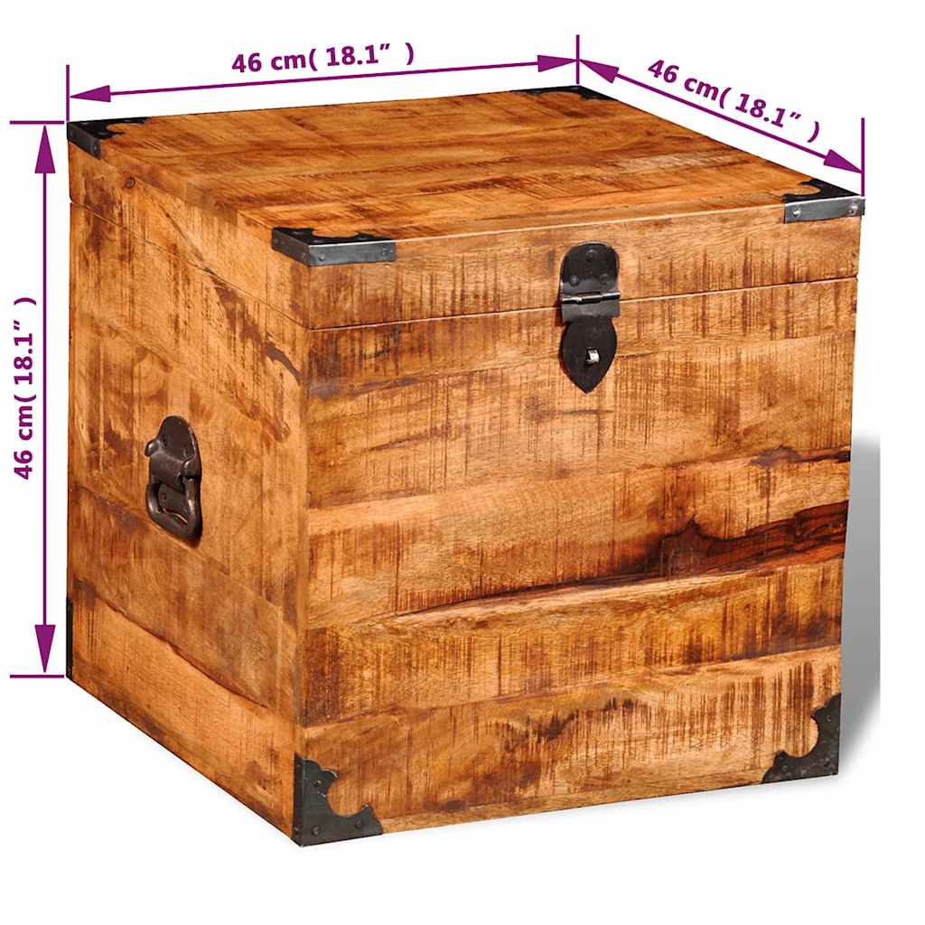 Coffre de rangement cubique Bois de manguier brut